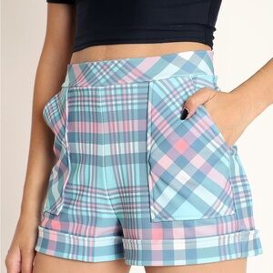 PLAID BABY PASTEL CUFFED SHORTS